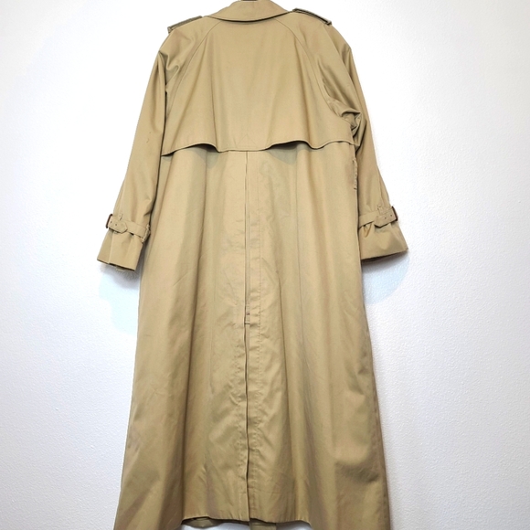 Burberry Women’s Vintage Tan Nova Check Trench Coat–Wool Lined–Size 14 XX-Long - Picture 16 of 16